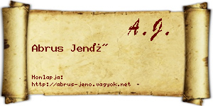 Abrus Jenő névjegykártya